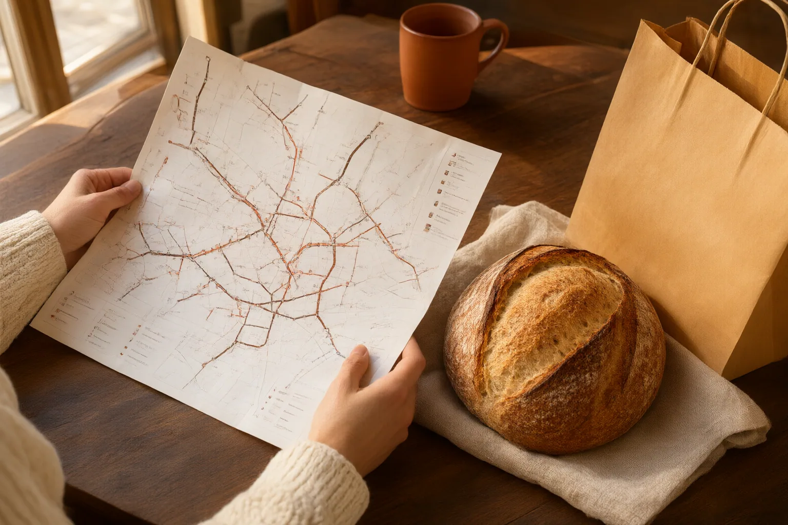 Editorial scene showing practical next steps for How to Plan a Public-Transport Route to a Kampoeng Roti Outlet